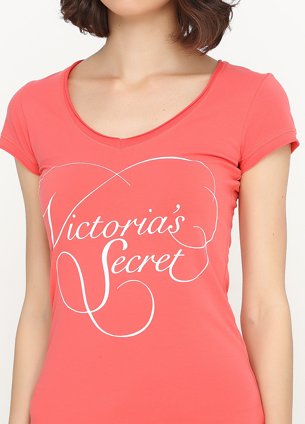 Коралловая летняя футболка Victoria's Secret