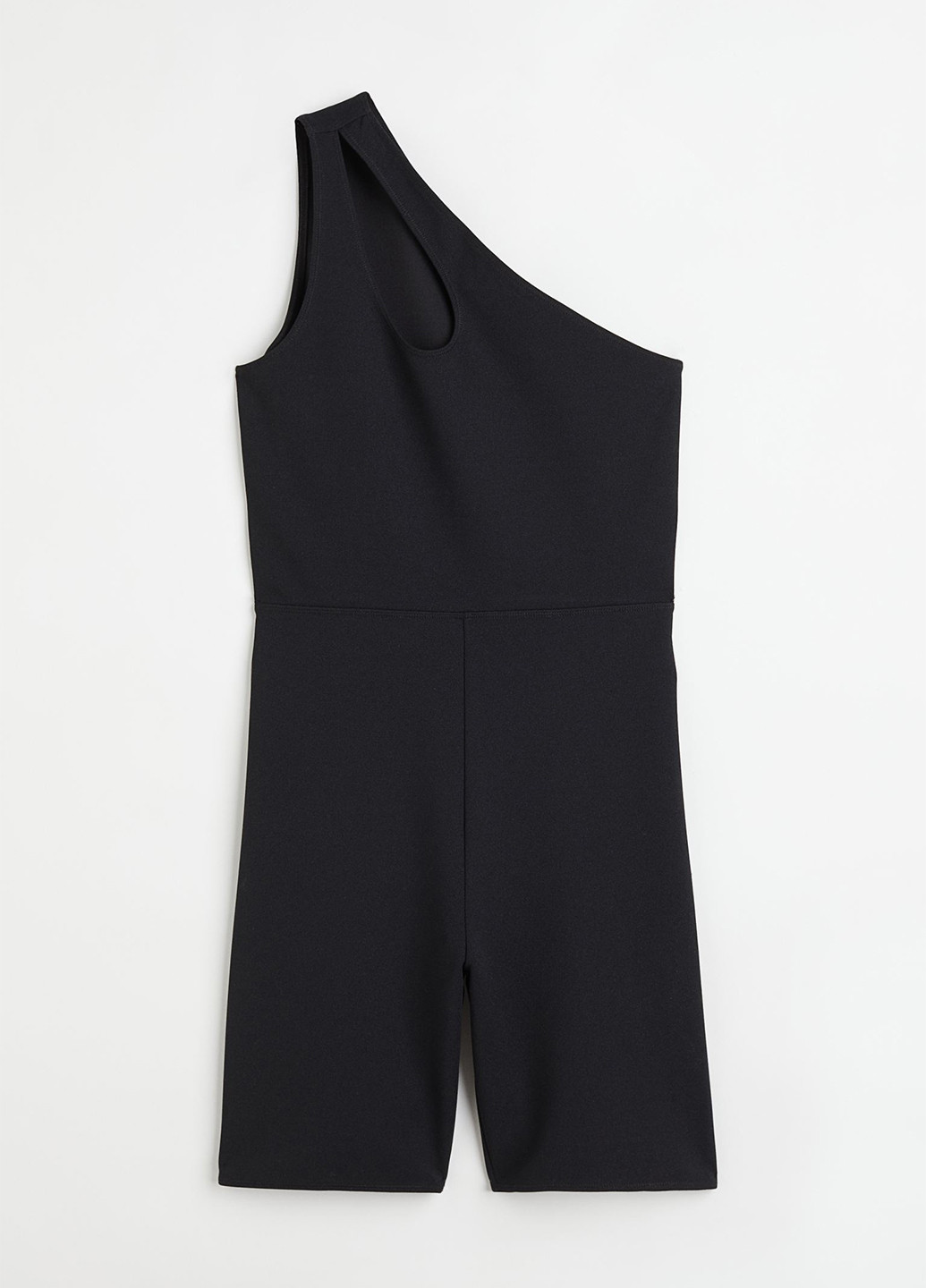 Комбинезон H&M комбинезон-шорты однотонный чёрный кэжуал полиэстер, трикотаж