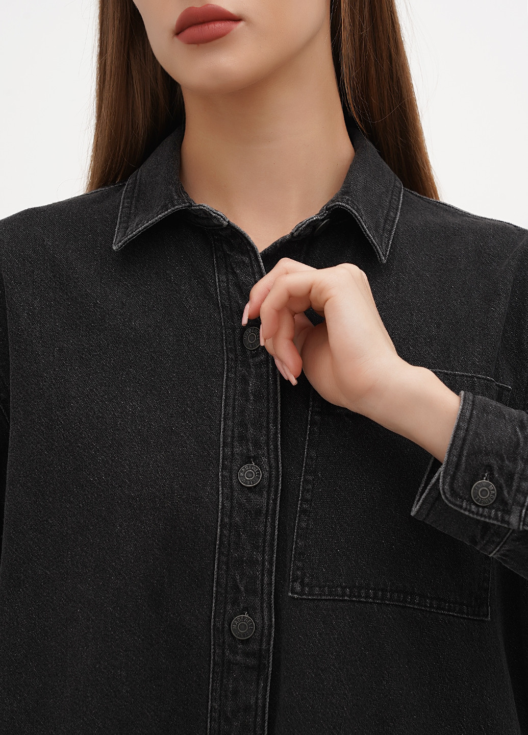 Черное кэжуал платье рубашка Madewell однотонное