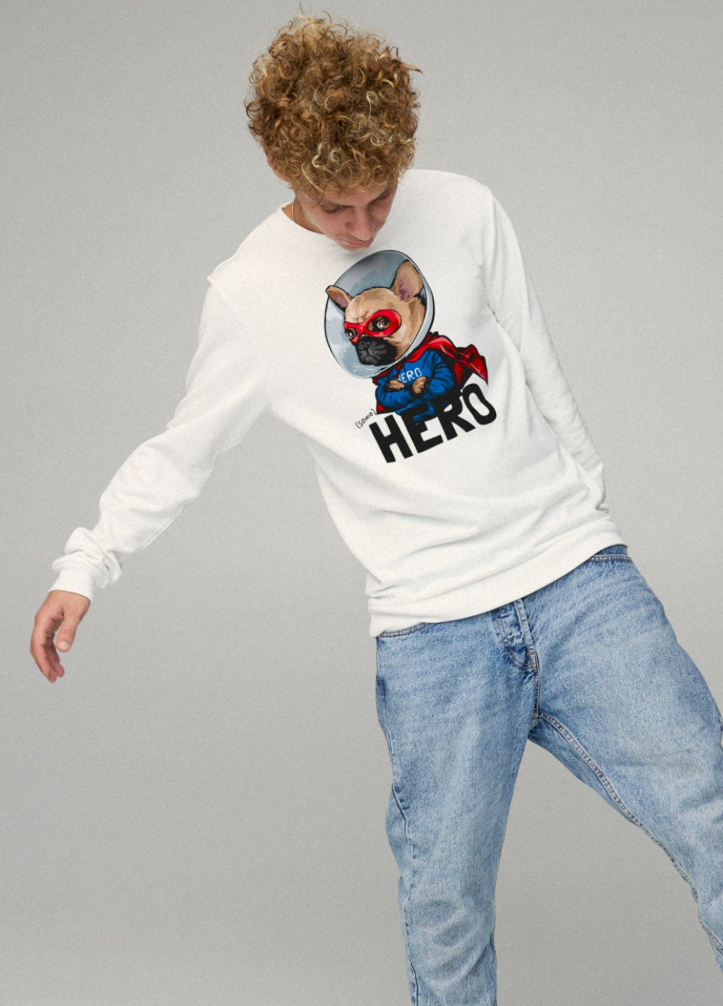 Белый свитшот мужской basic /no flis/ YAPPI рисунок (251791351)