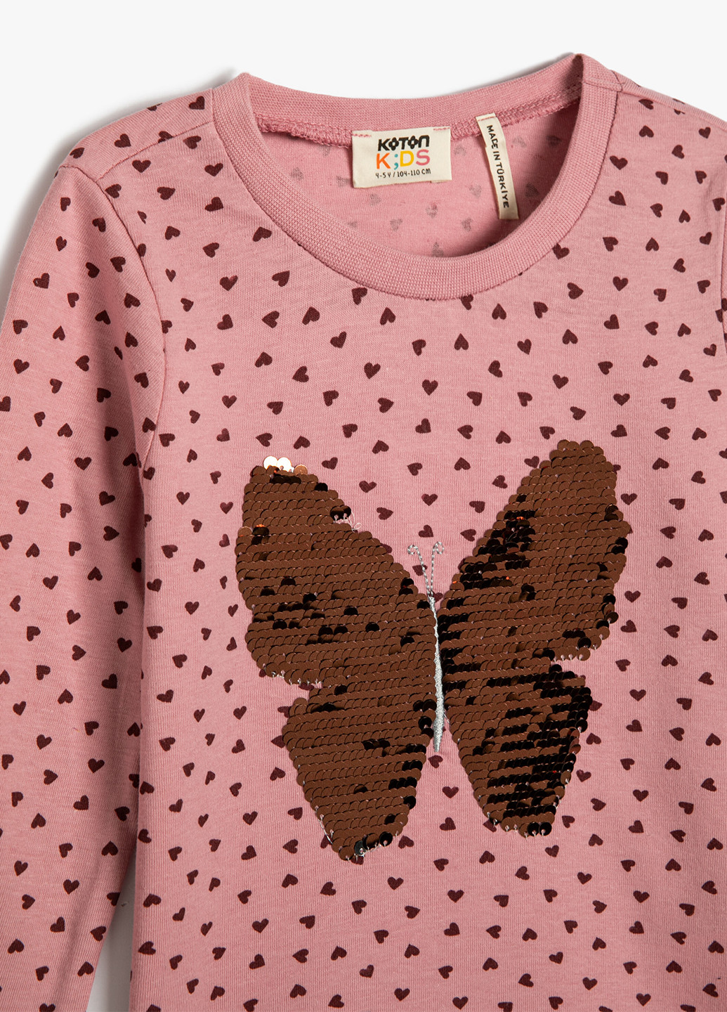 Пудровый демисезонный кэжуал лонгслив KOTON с сердечками