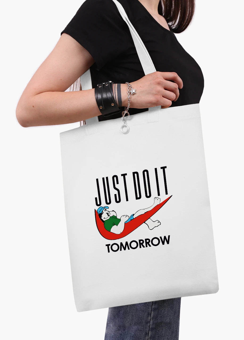 Эко сумка шоппер белая Просто сделай это завтра (JUST DO IT Tomorrow) (9227-2007-WT2) Еко сумка шоппер біла 41*35 см MobiPrint (219151233)