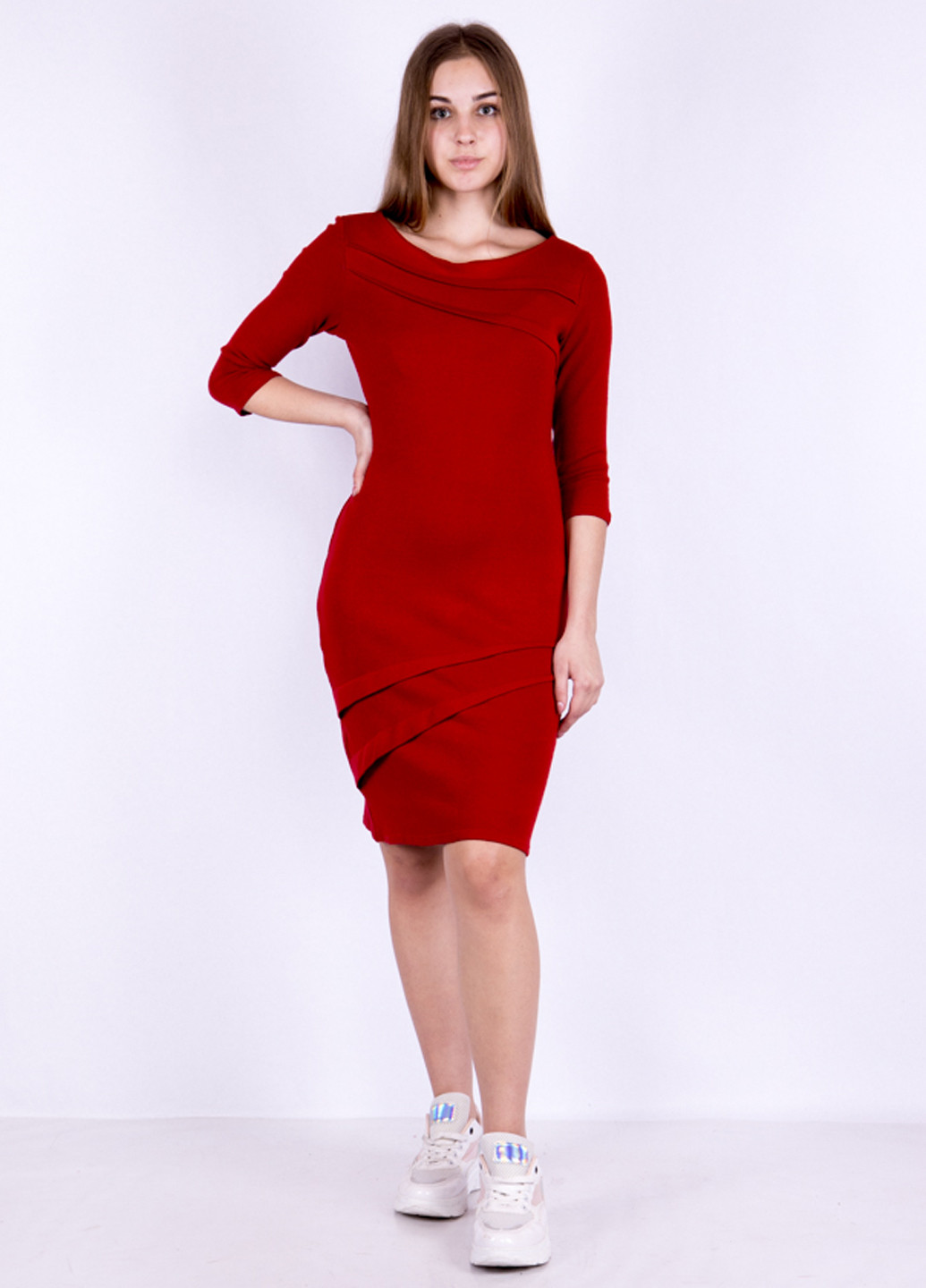 Красное кэжуал платье Time of Style однотонное