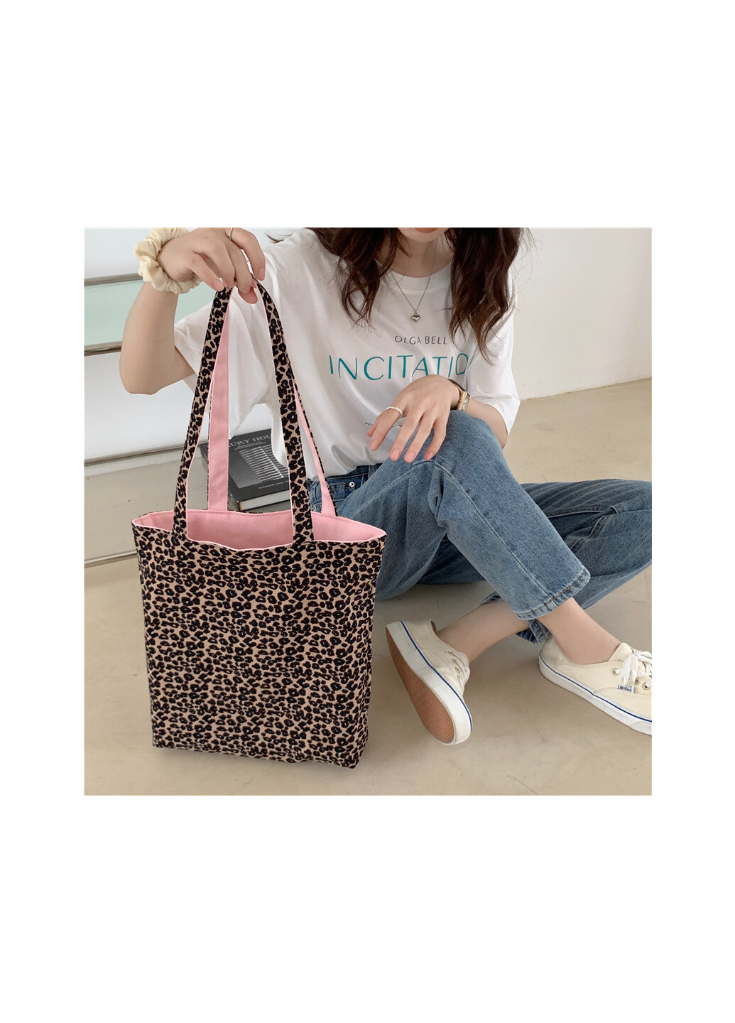 Сумка шоппер Экосумка женская тканевая двусторонняя Розовая / Леопардовая Berni Fashion 59039 (239496306)