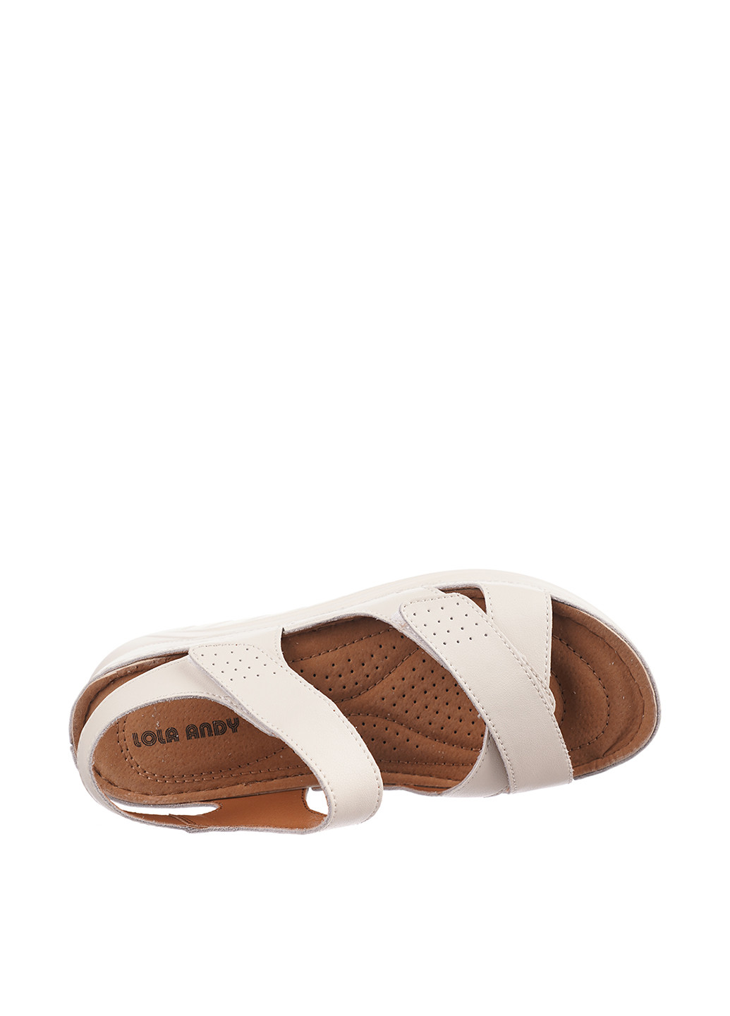 Молочные босоножки Lola Andy на липучке с перфорацией