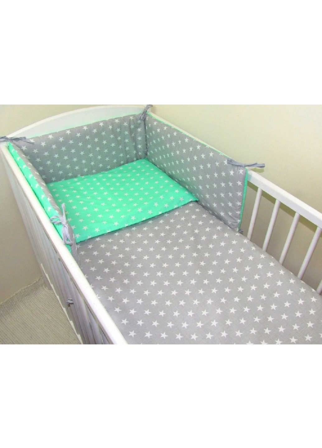 Комплект в детскую кроватку кровать люльку набор бортики защита на три стороны постельное белье ручной работы (28553-Нов) Unbranded (253182086)