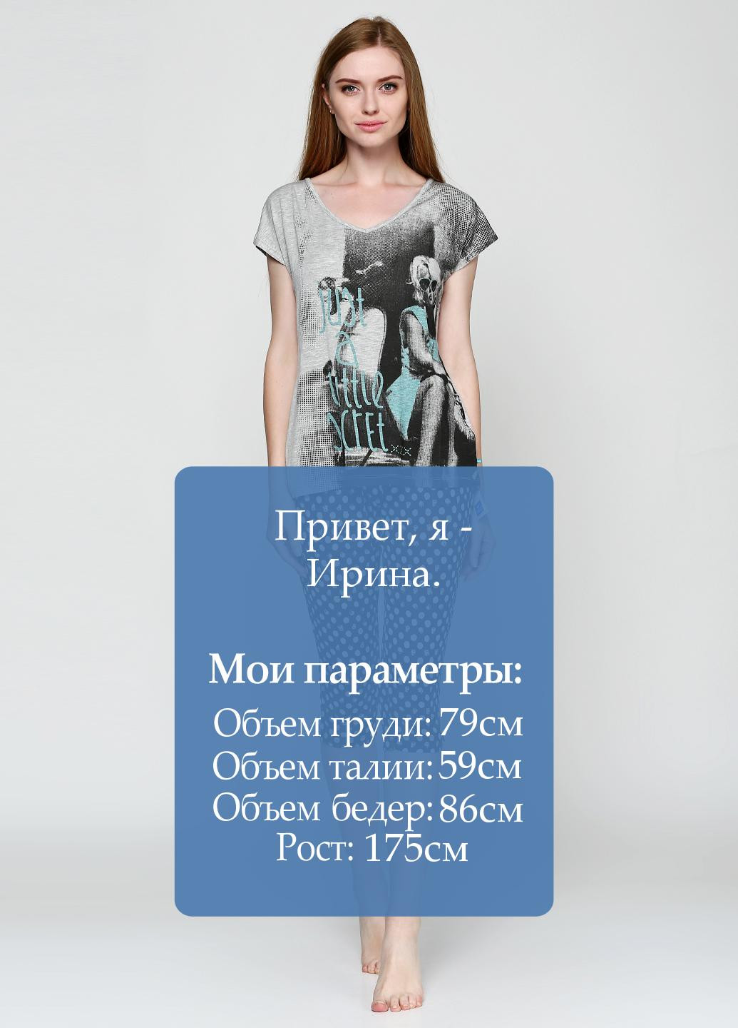 Сіра всесезон пижама (футболка, капри) Key