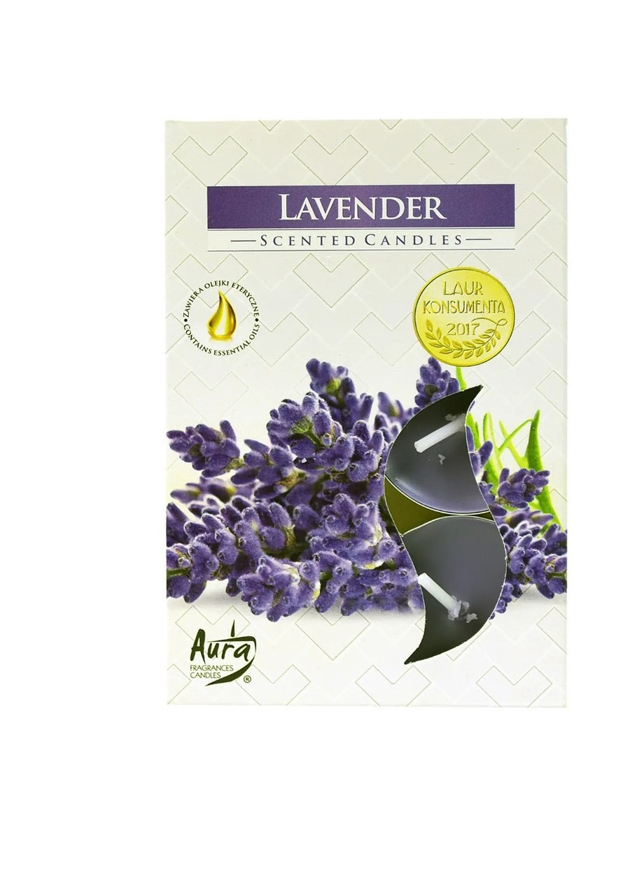 Аромасвічки чайні набір 6 штук ЛАВАНДА, свічки плаваючі господарські столові парафінові круглі для дому, свічка воскова No Brand (255371538)