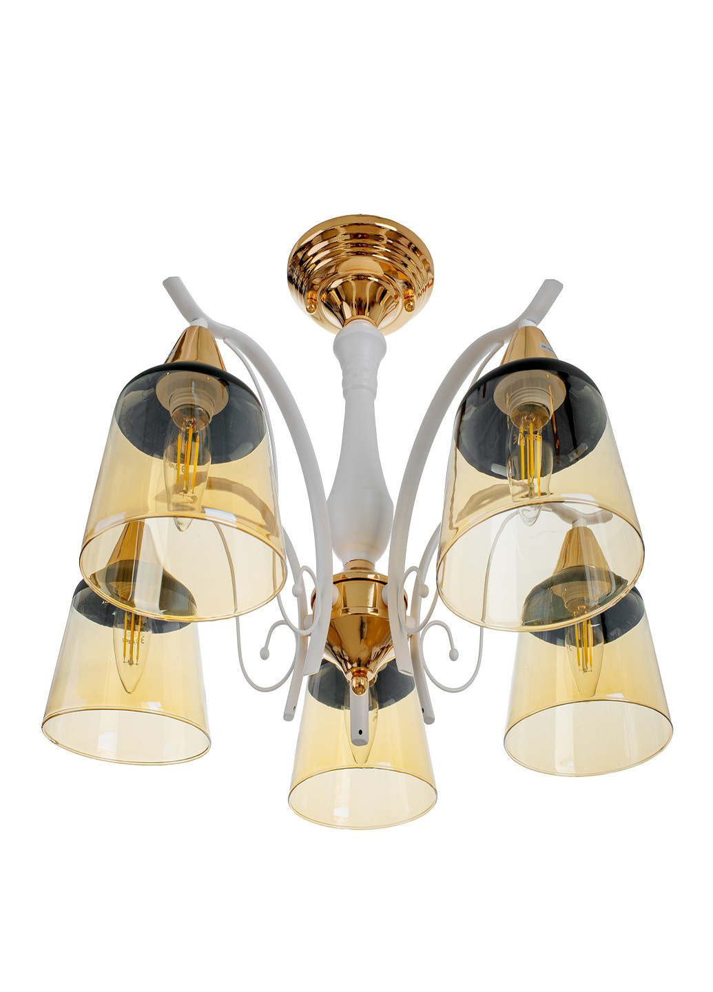 Люстра на 5 плафонов белая с золотым LK-699S/5 E27 WH+FG Brille (220133444)