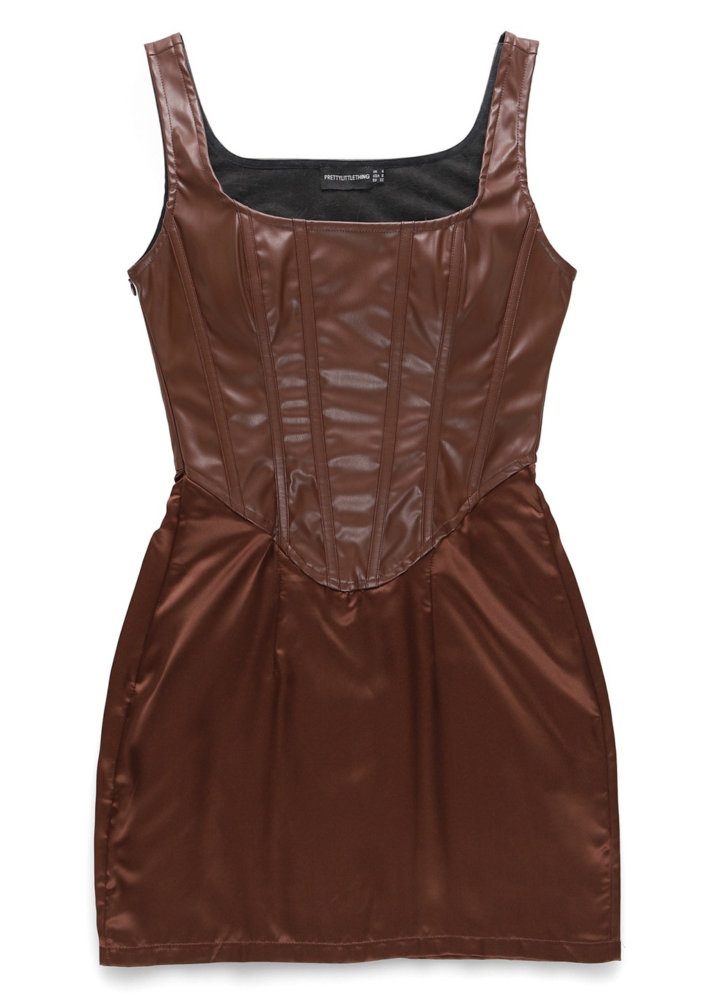 Коричневое кэжуал платье футляр PrettyLittleThing однотонное