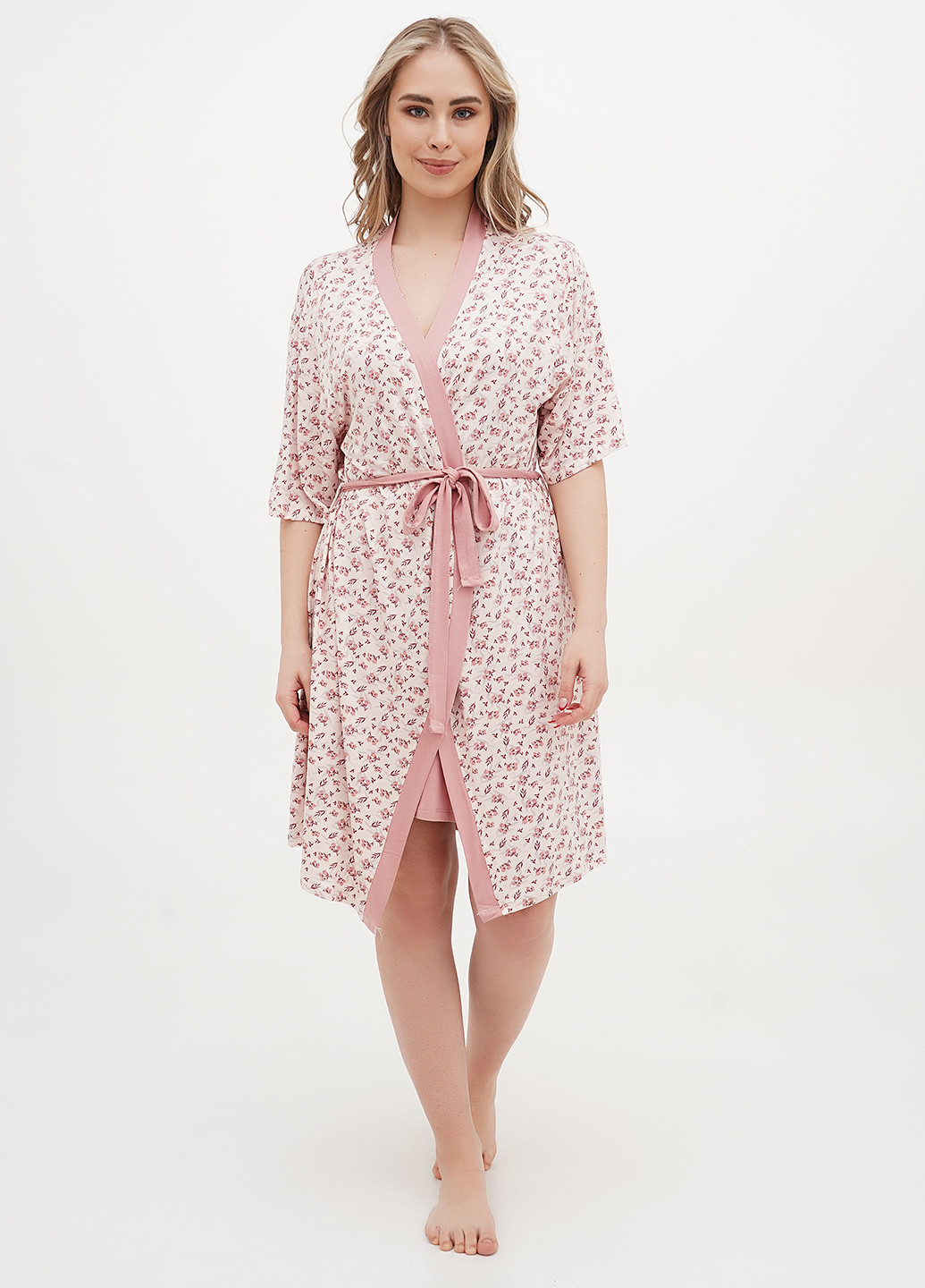 Комбінований демісезонний комплект (нічна сорочка, халат) Cotpark