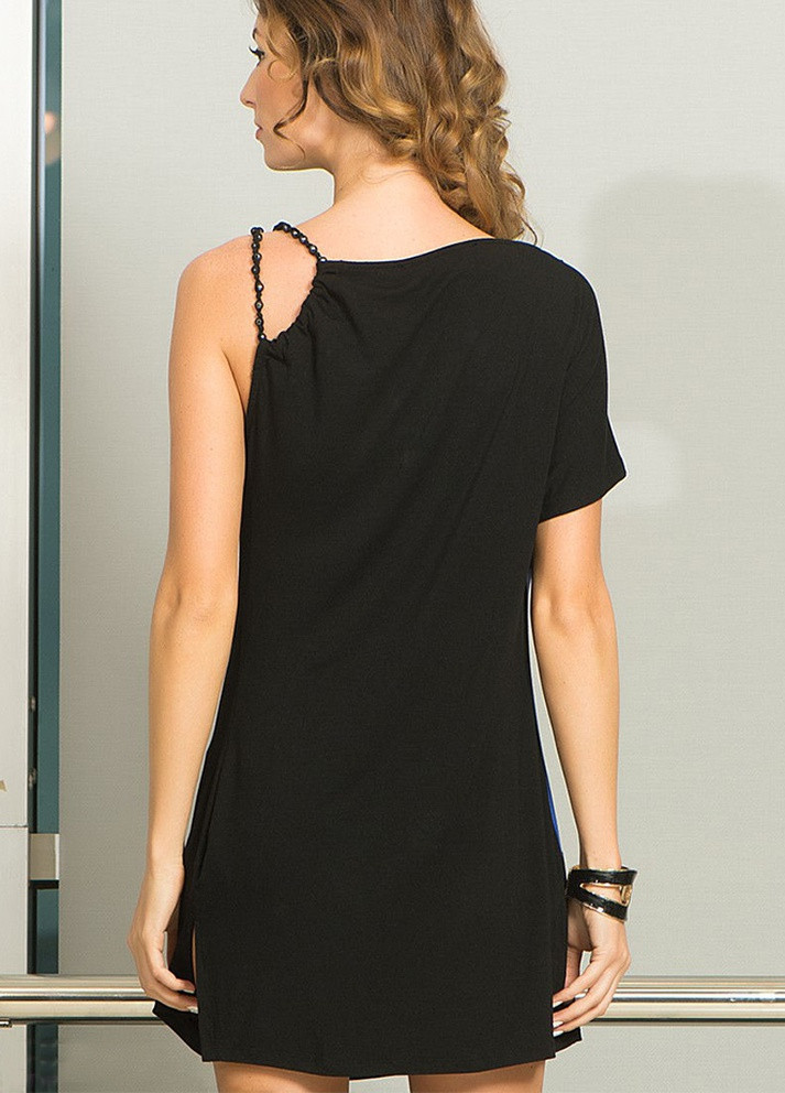 Чорна пляжна сукня Let's Shop з абстрактним візерунком
