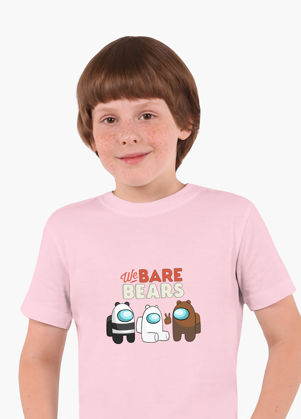 Розовая демисезонная футболка детская вся правда о медведях (we bare bears)(9224-2668) MobiPrint