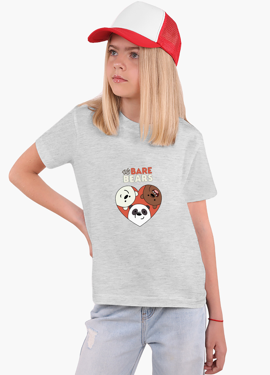 Светло-серая демисезонная футболка детская вся правда о медведях (we bare bears)(9224-2669) MobiPrint