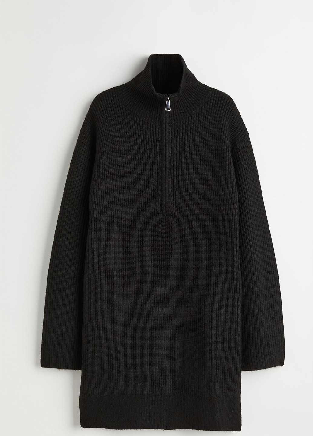 Чорна кежуал плаття зимове вільного крою сукня светр H&M однотонна