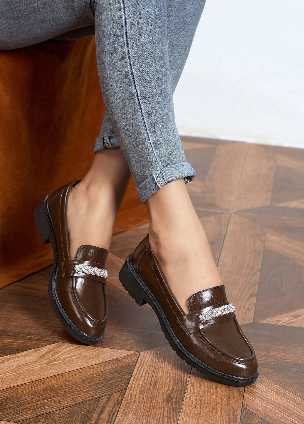 SHEIN Туфлі лофери коричневий з штучна шкіра, китай — демісезон (341743441)