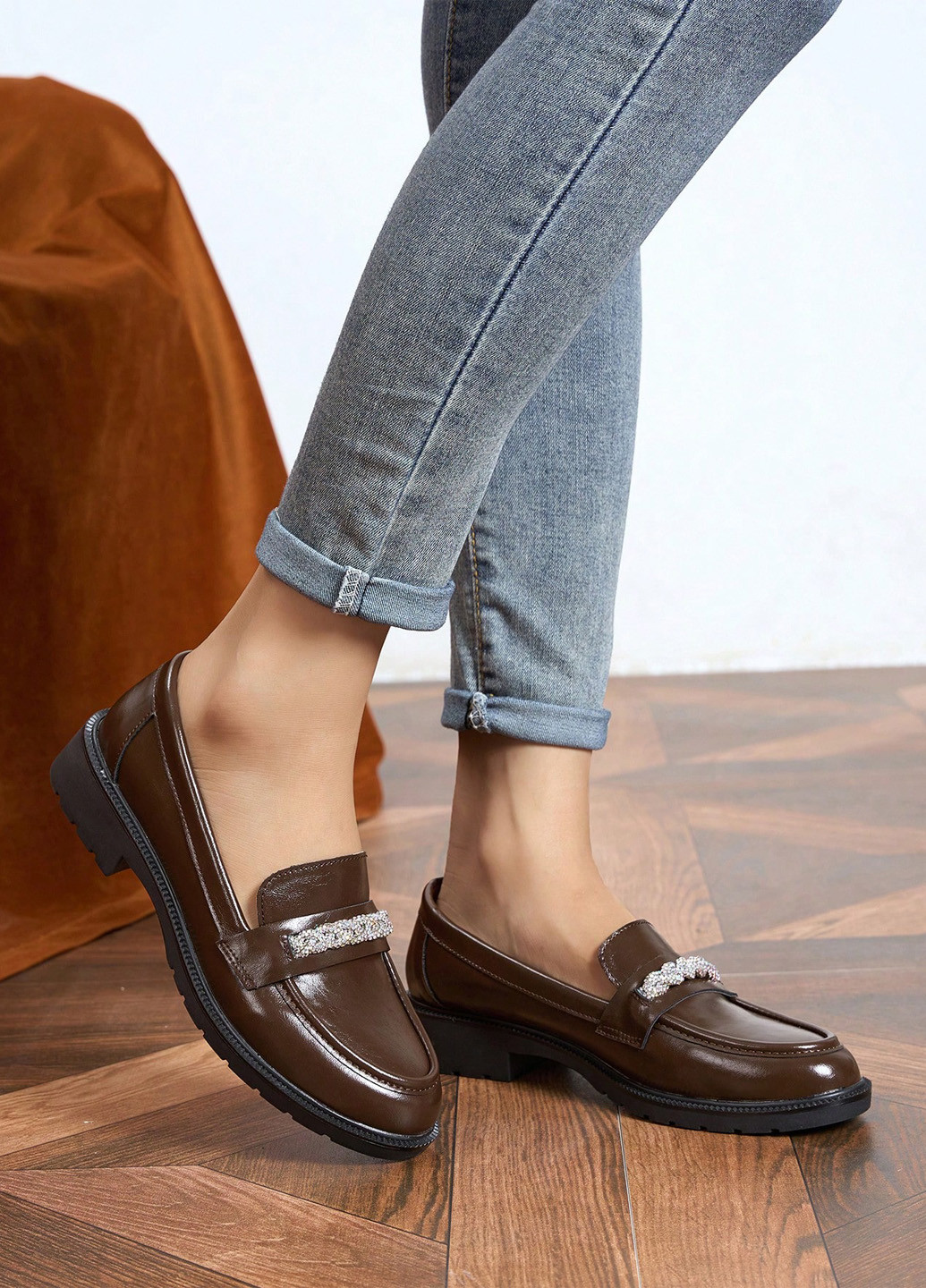 SHEIN Туфлі лофери коричневий з штучна шкіра, китай — демісезон (341743441)