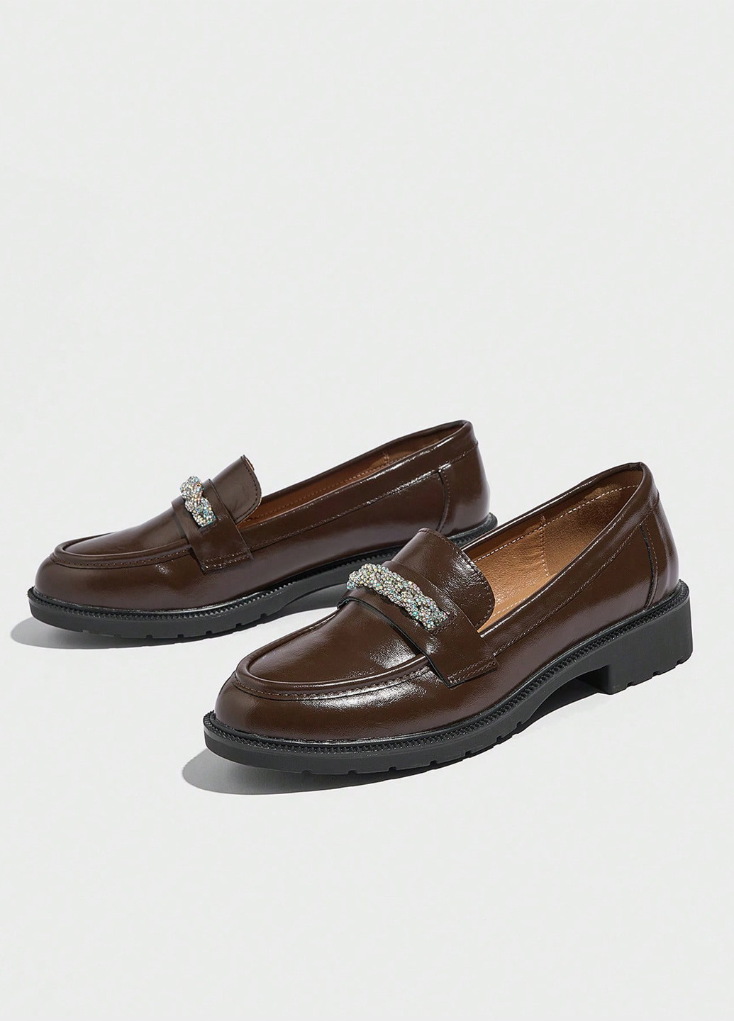 SHEIN Туфлі лофери коричневий з штучна шкіра, китай — демісезон (341743441)