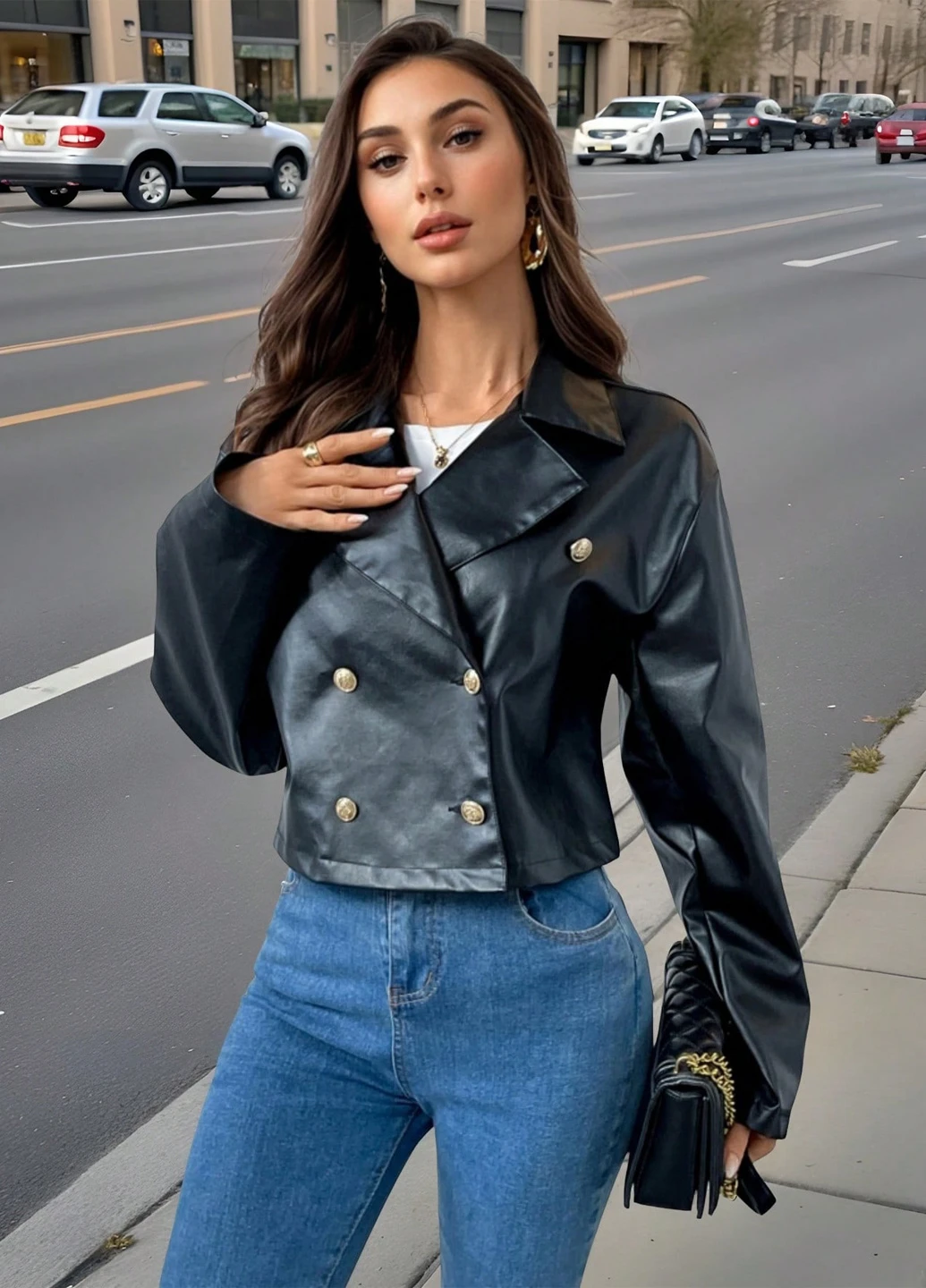 Чорна демісезонна куртка косуха SHEIN