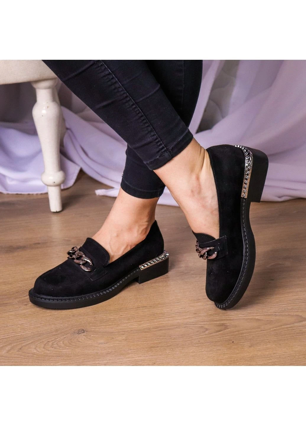 Fashion Лоферы женские Jin 3276 40 ра черный з искусственная замша, натуральная замша, украина — демисезон (253791525)