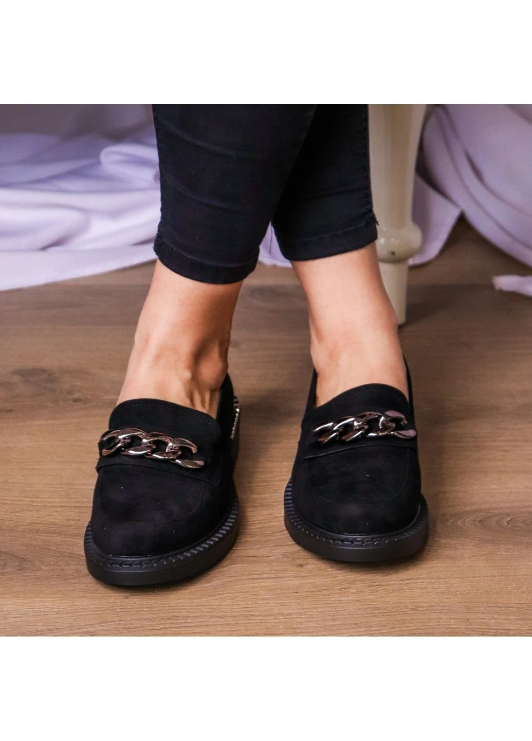 Fashion Лоферы женские Jin 3276 40 ра черный з искусственная замша, натуральная замша, украина — демисезон (253791525)