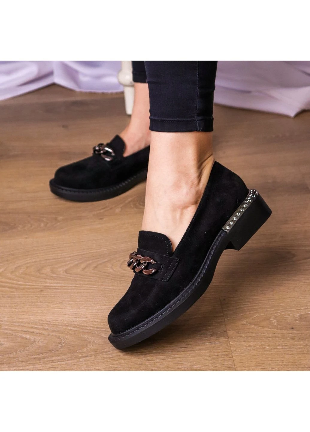 Fashion Лоферы женские Jin 3276 40 ра черный з искусственная замша, натуральная замша, украина — демисезон (253791525)