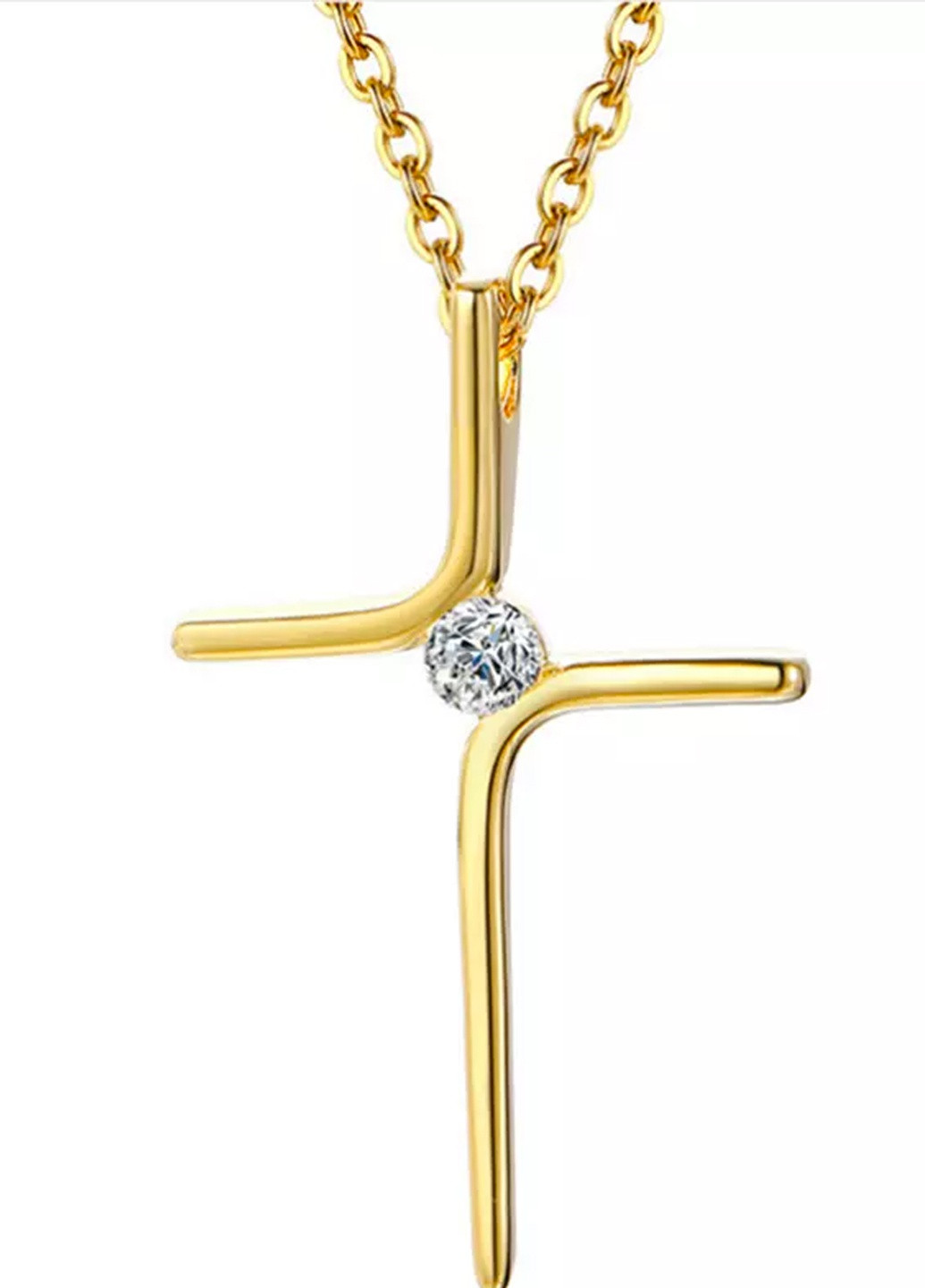 Ланцюжок "Хрестик", золотистий з кристалом Анна Ясеницька (255453206)