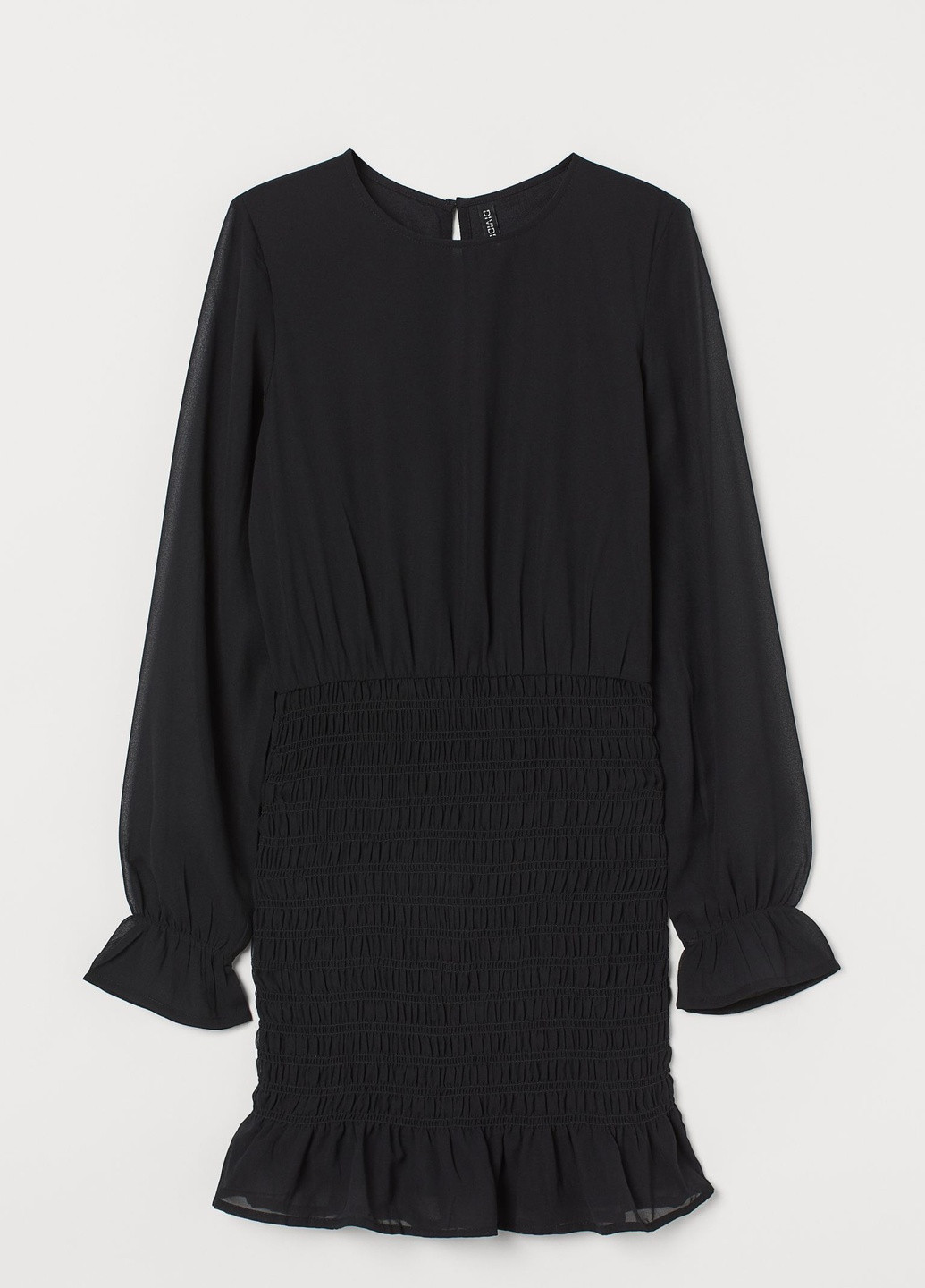 Чорна кежуал сукня з вафельним складанням H&M однотонна