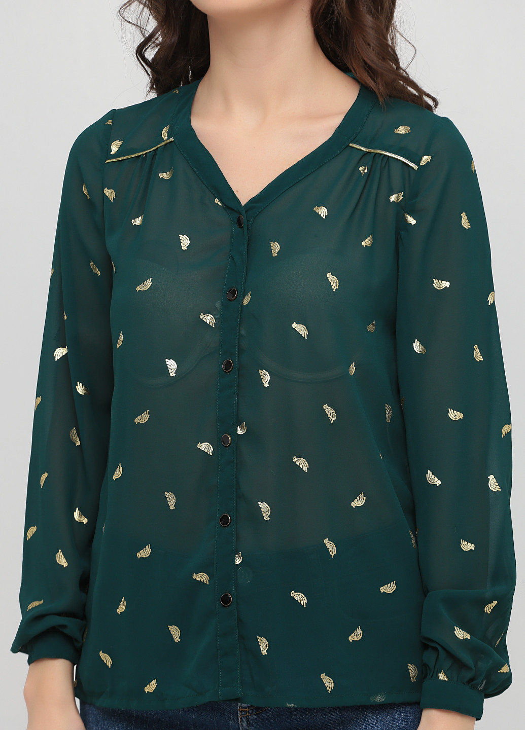 Изумрудная демисезонная блуза Yumi