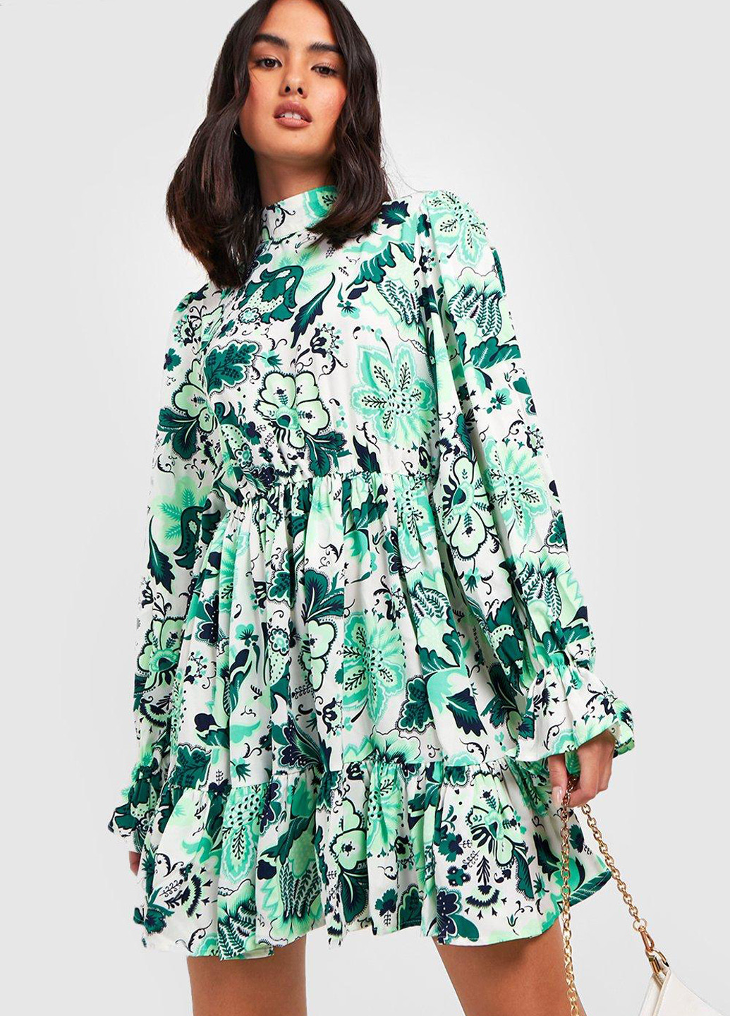 Зелена кежуал сукня з відкритою спиною Boohoo з квітковим принтом