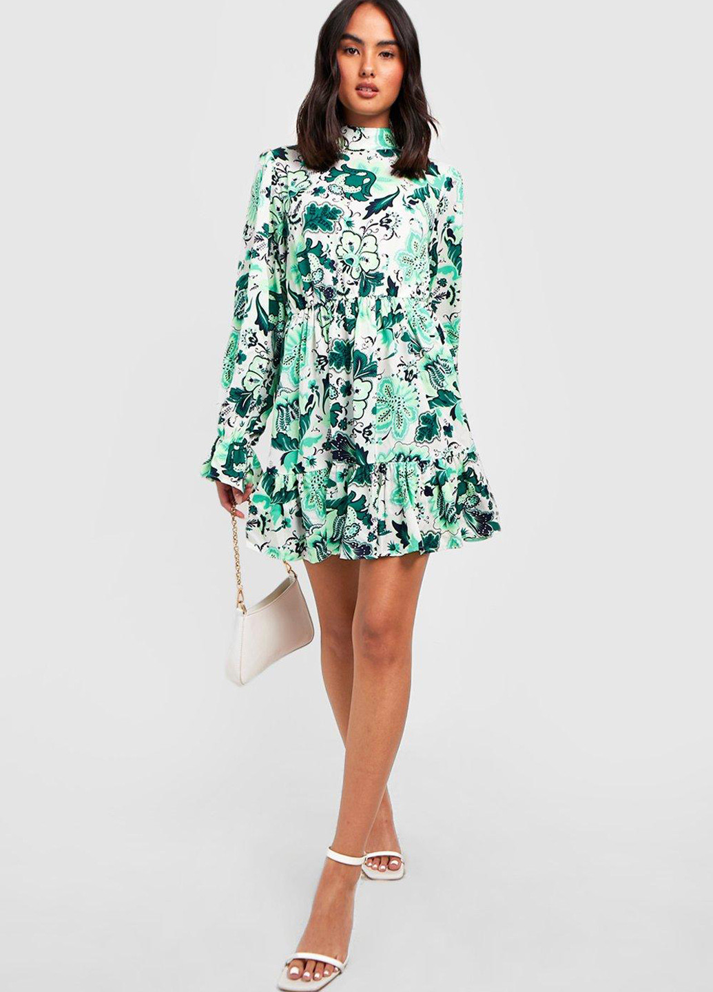 Зелена кежуал сукня з відкритою спиною Boohoo з квітковим принтом