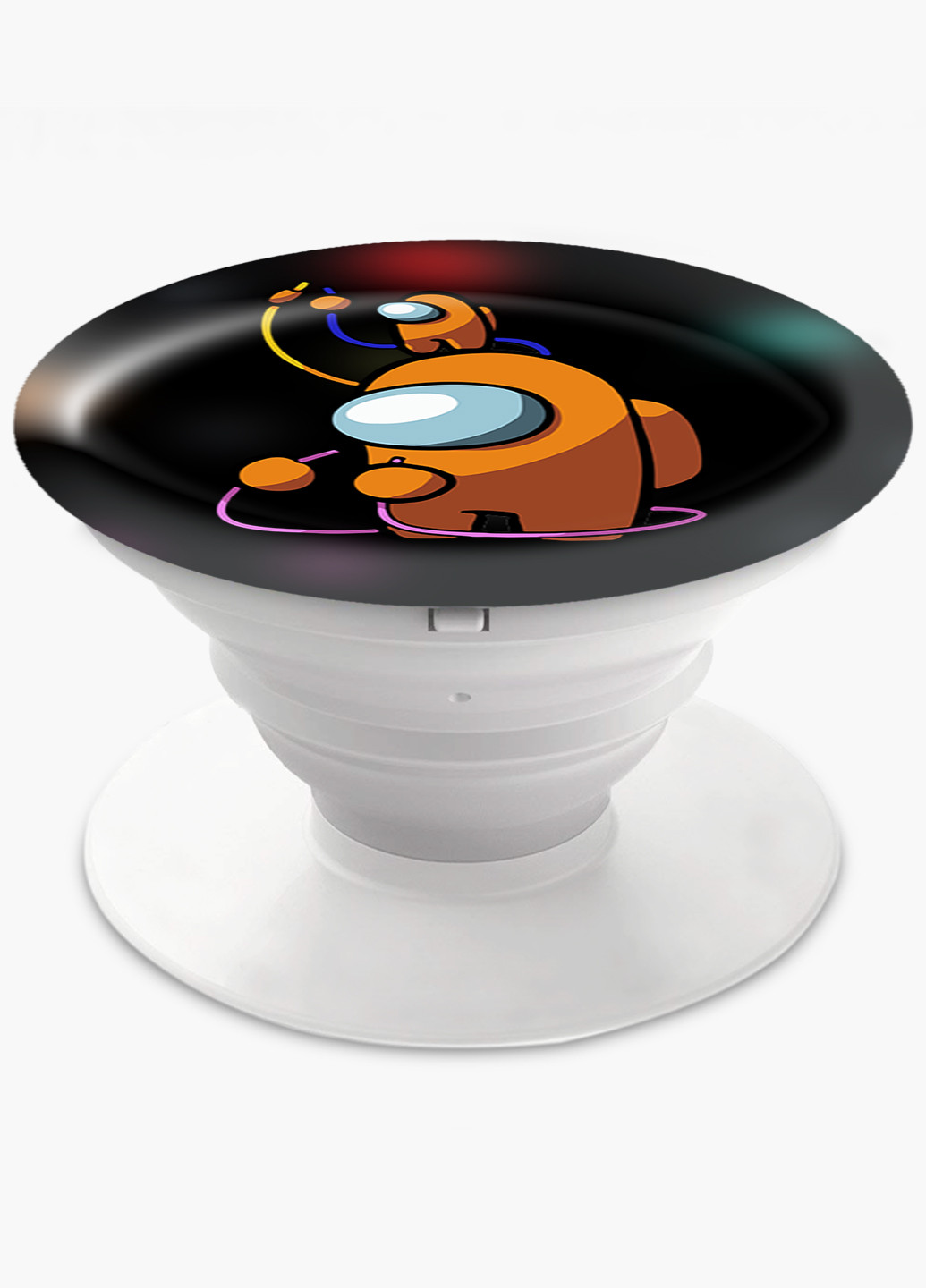 Попсокет (Popsockets) держатель для смартфона Амонг Ас Оранжевый (Among Us Orange) (8754-2413) Черный MobiPrint (216836469)