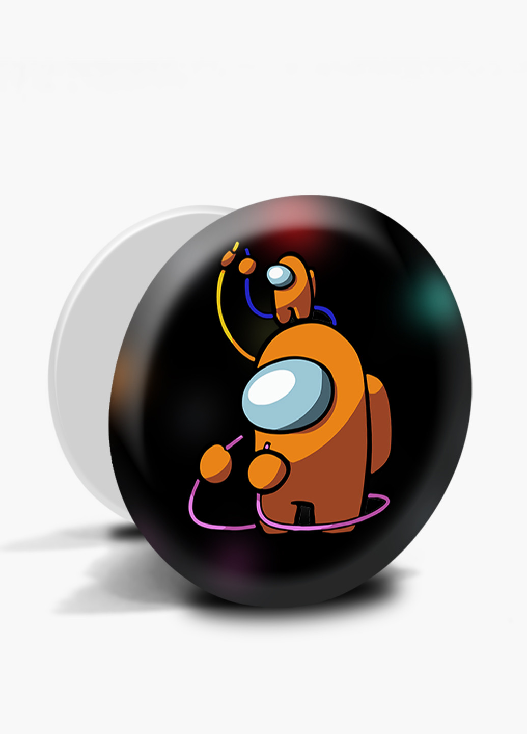 Попсокет (Popsockets) держатель для смартфона Амонг Ас Оранжевый (Among Us Orange) (8754-2413) Черный MobiPrint (216836469)