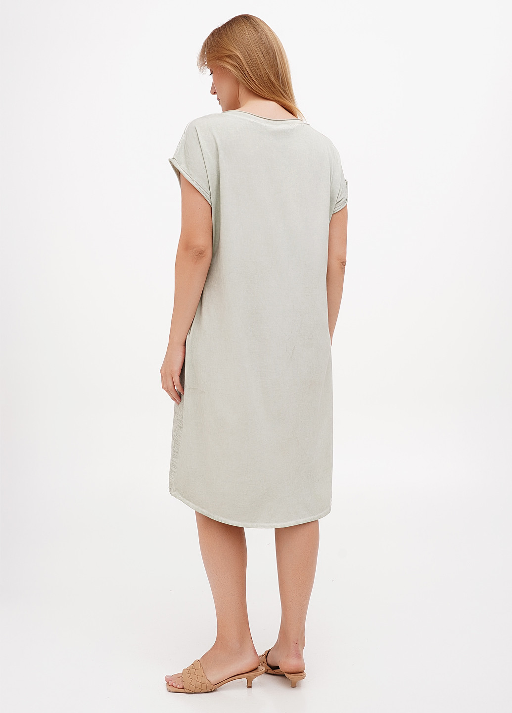 Оливкова кежуал сукня 158С однотонна