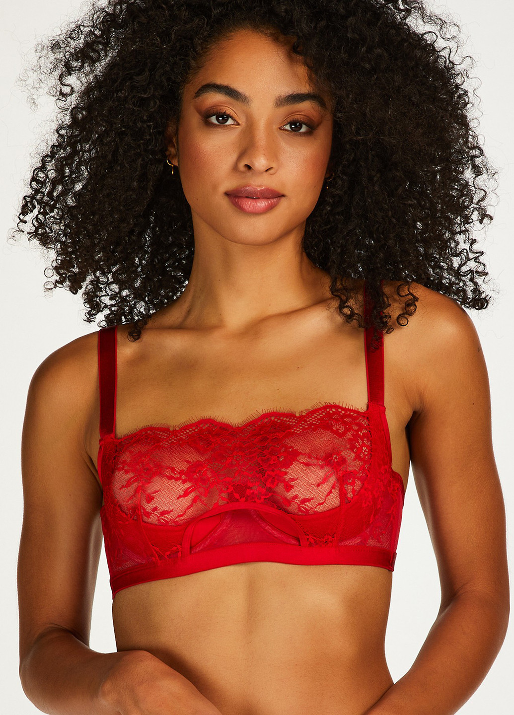 Красный топ бюстгальтер Hunkemoller с косточками кружево, полиамид