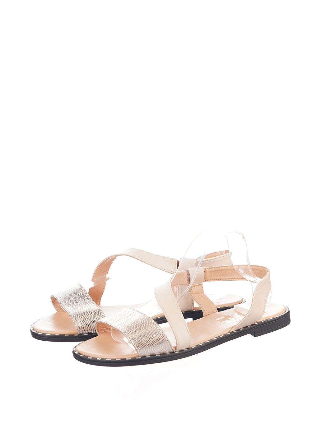 Бежевые босоножки No Brand без застежки с заклепками