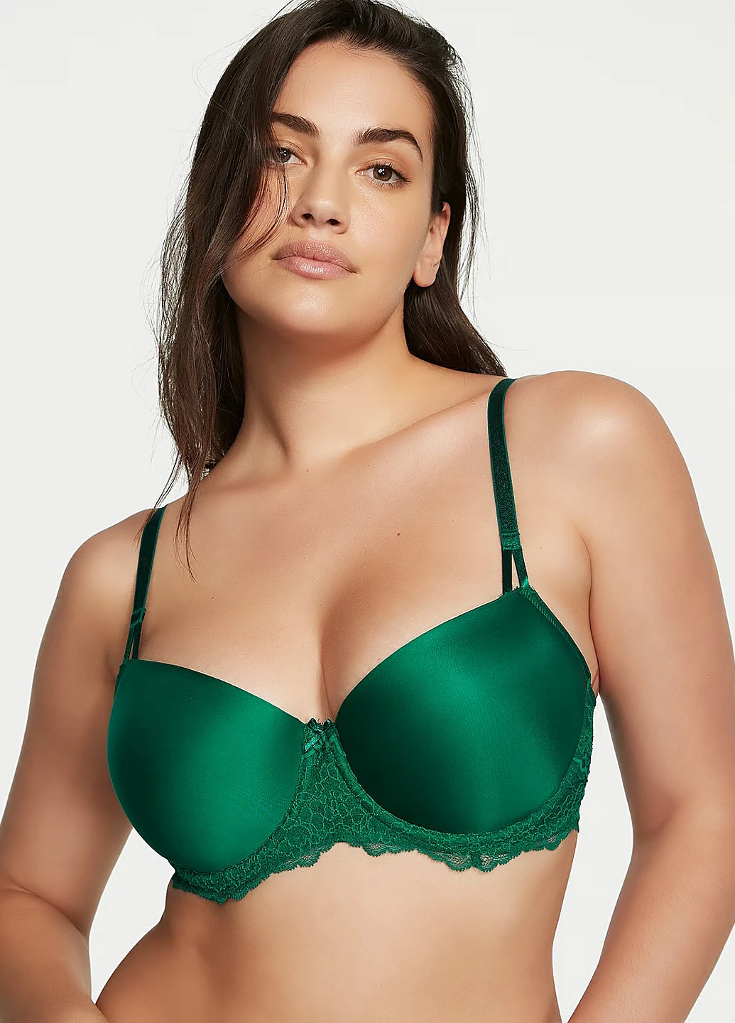 Зелёный балконет бюстгальтер Victoria's Secret с косточками полиамид