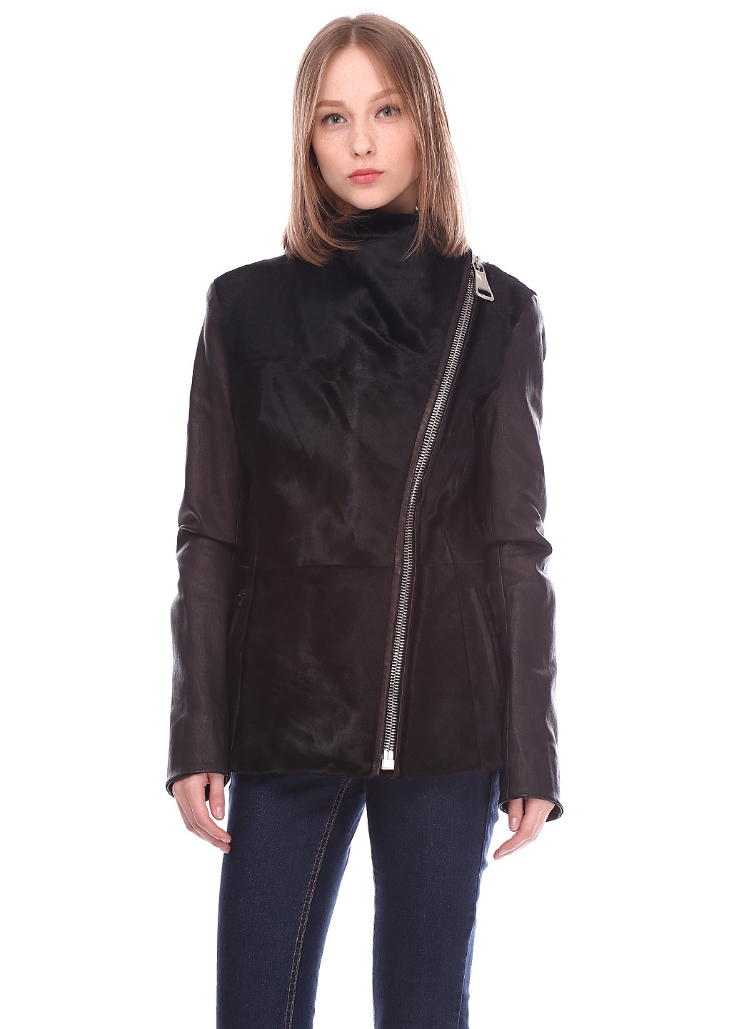 Черная демисезонная куртка кожаная Monte Catini