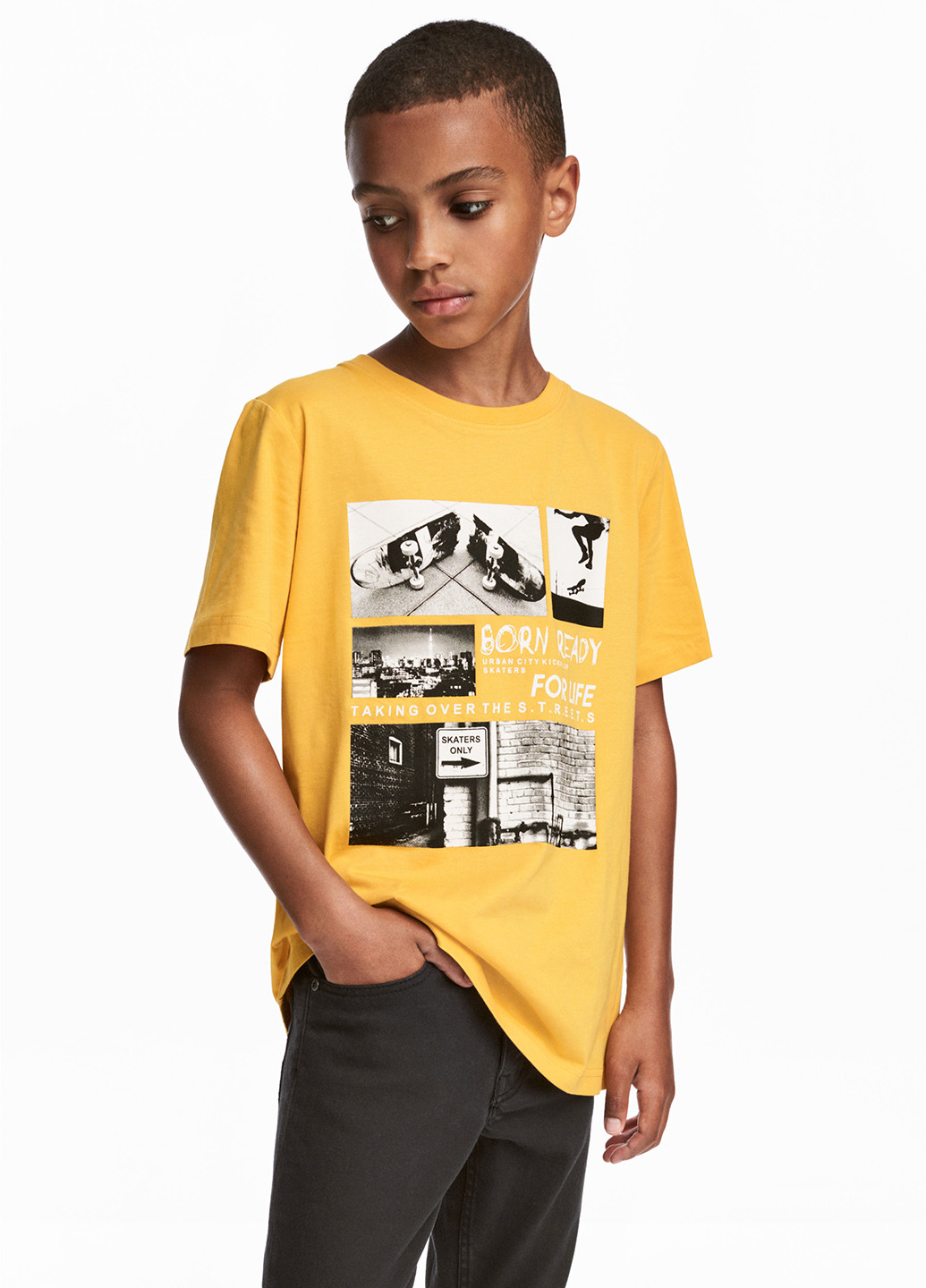 Желтая летняя футболка с коротким рукавом H&M