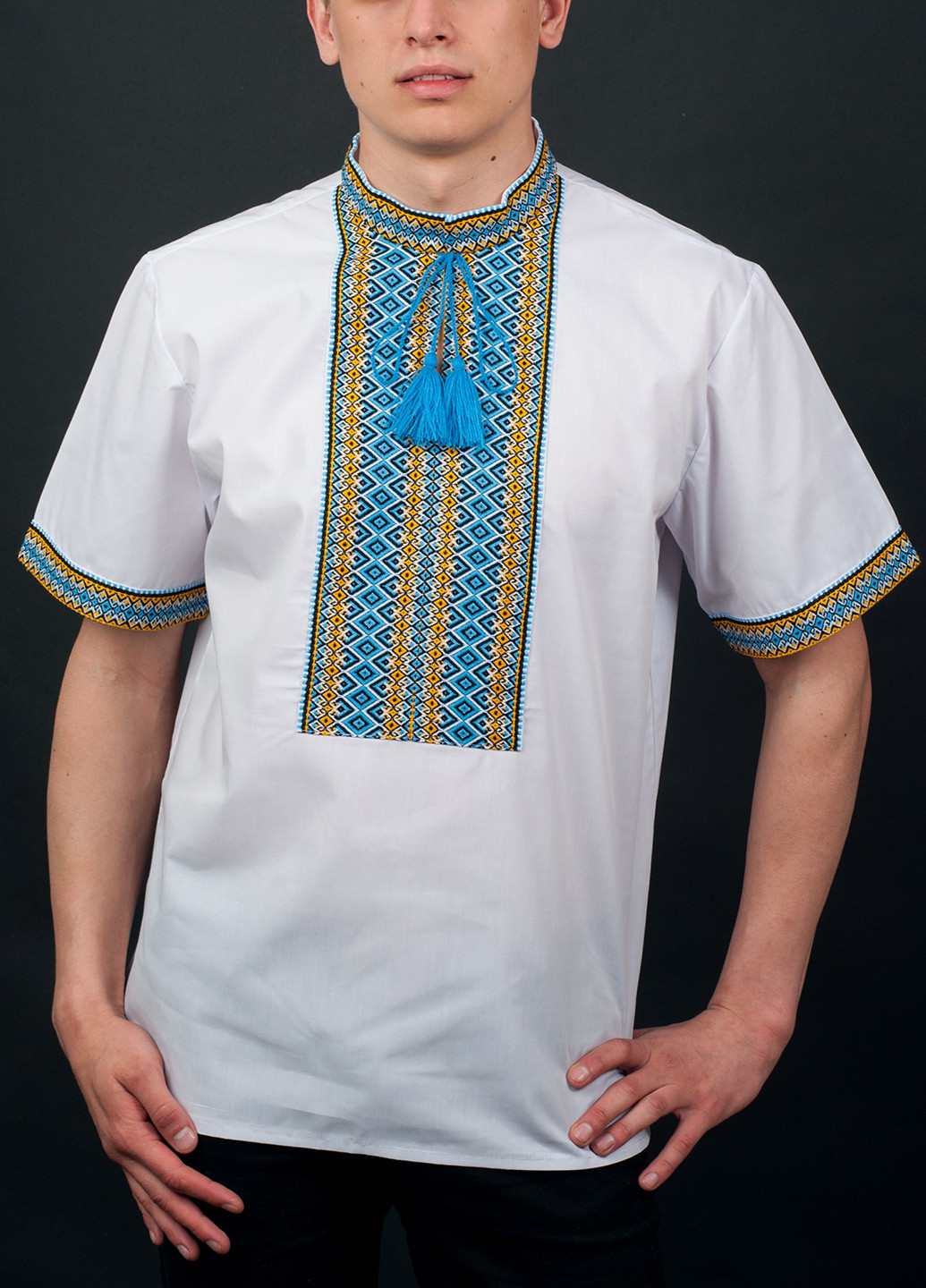 Белая кэжуал рубашка Vyshyvanka с коротким рукавом