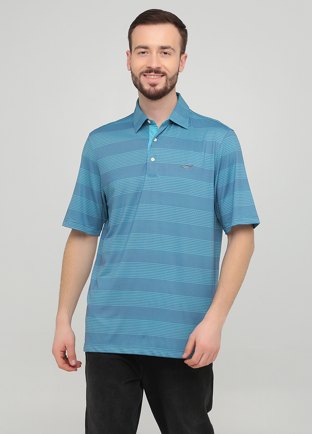 Голубой футболка-поло для мужчин Greg Norman с геометрическим узором