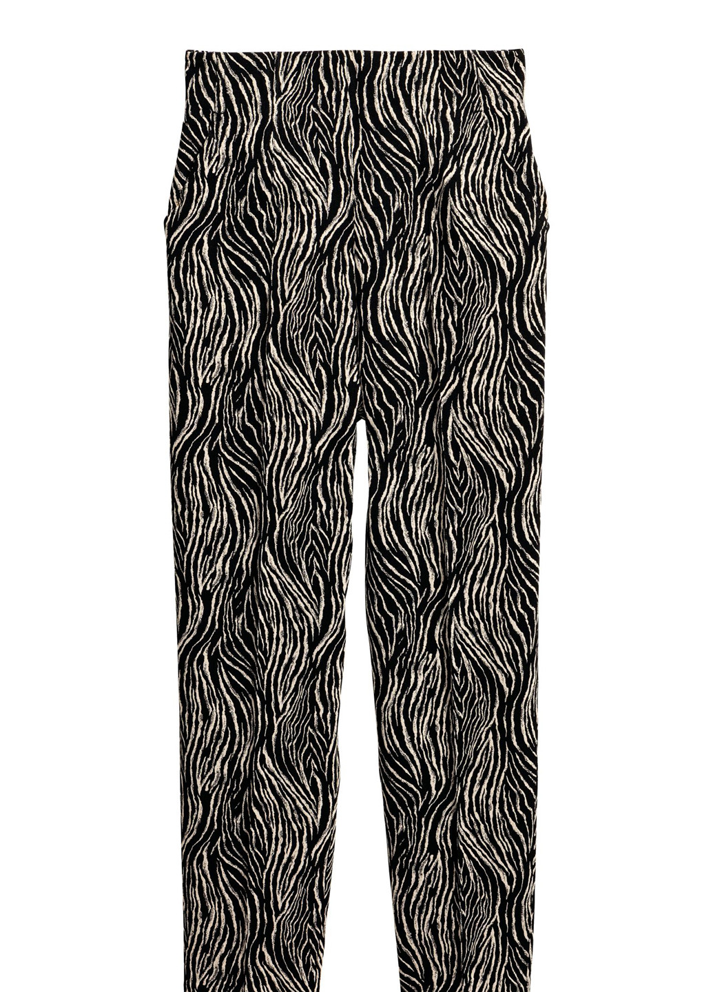 Черно-белые кэжуал летние зауженные, укороченные брюки H&M