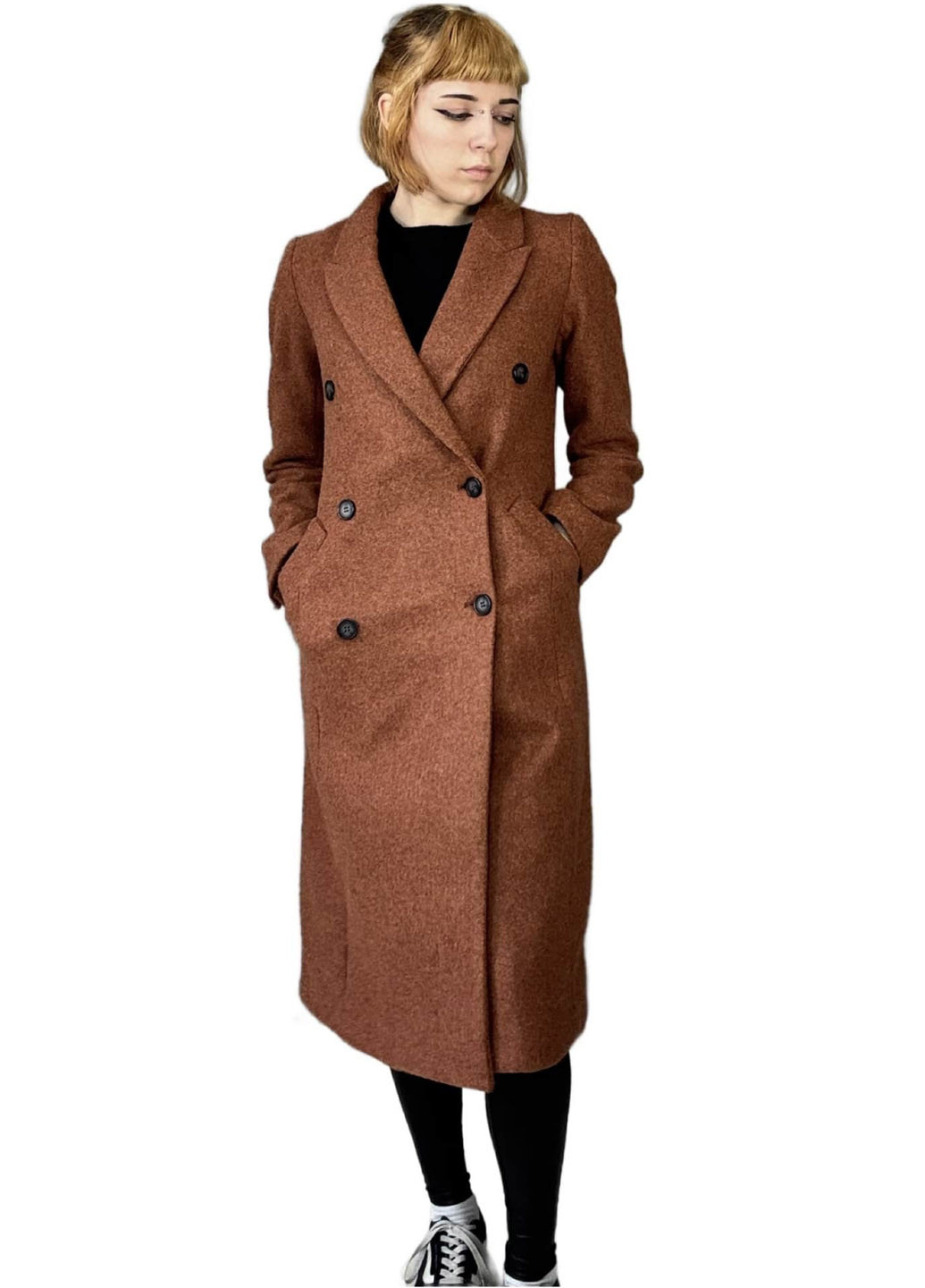 Коричневе демісезонне Пальто двобортне H&M