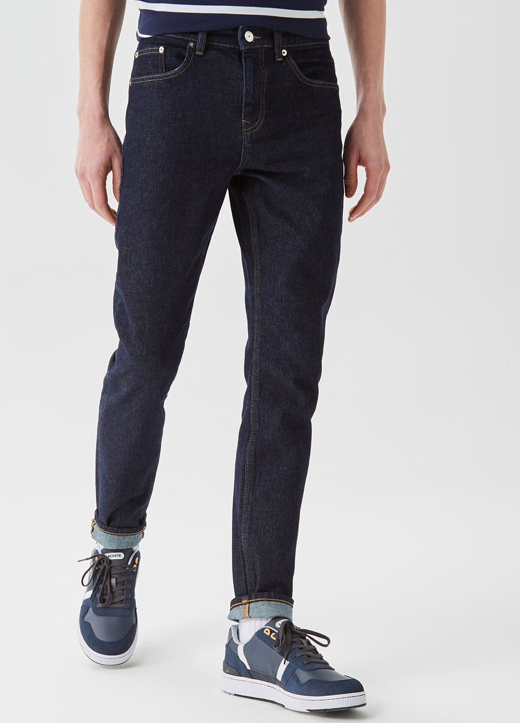 Темно-синие демисезонные слим джинсы Lacoste