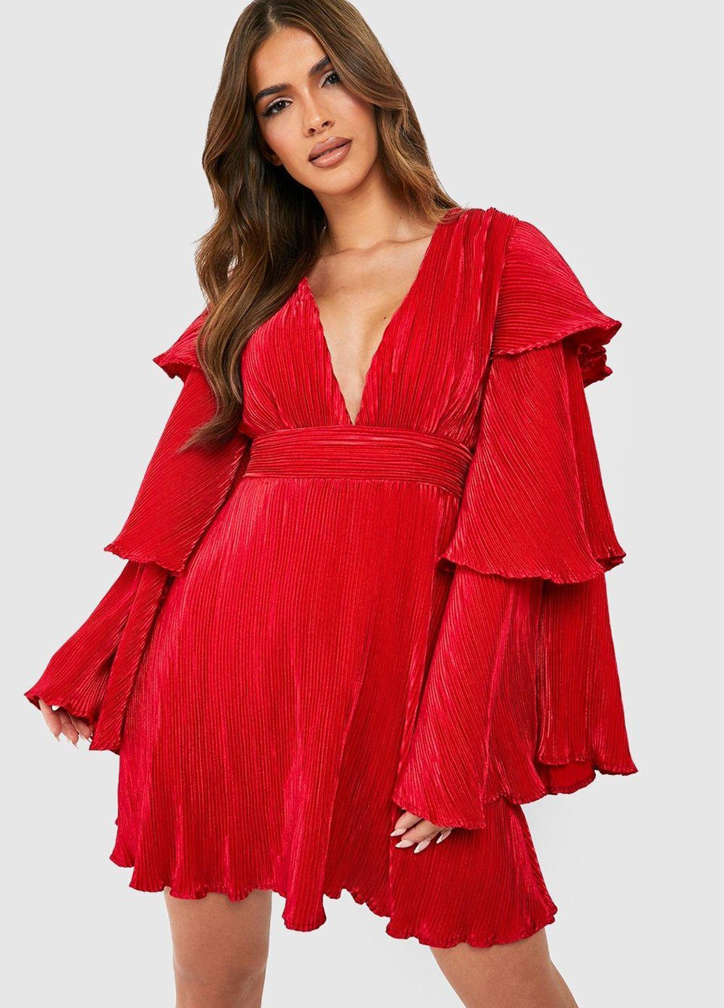 Червона святковий сукня а-силует Boohoo однотонна