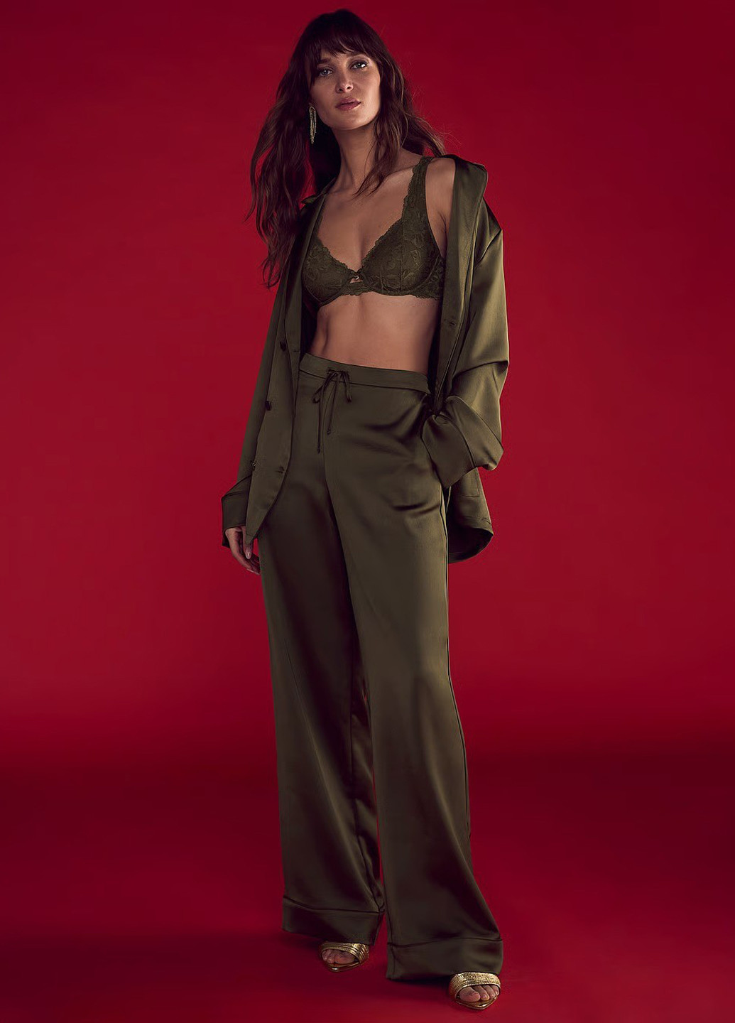 Зеленая всесезон пижама (рубашка, брюки) рубашка + брюки Victoria's Secret