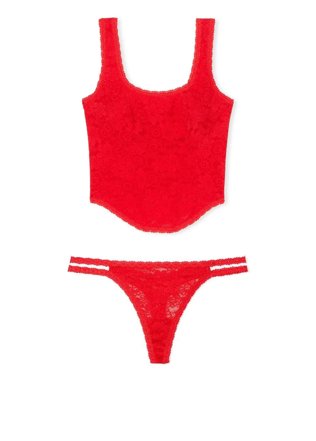 Червоний демісезонний комплект (топ, трусики) Victoria's Secret