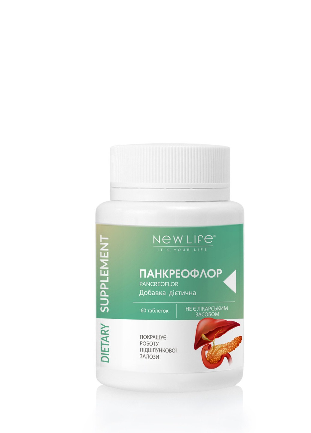 Дієтична добавка Панкреофлор - при панкреатиті, діабеті, ферментній недостатності, 60 таблеток в баночці New LIFE (253251082)
