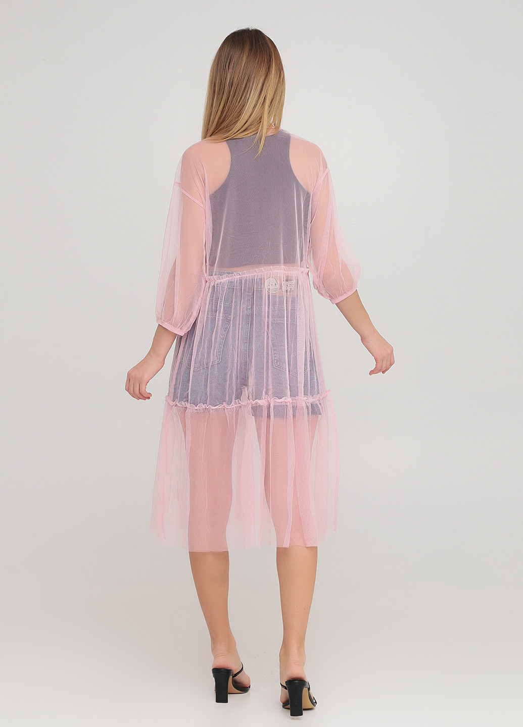 Светло-розовое кэжуал платье клеш Monki однотонное