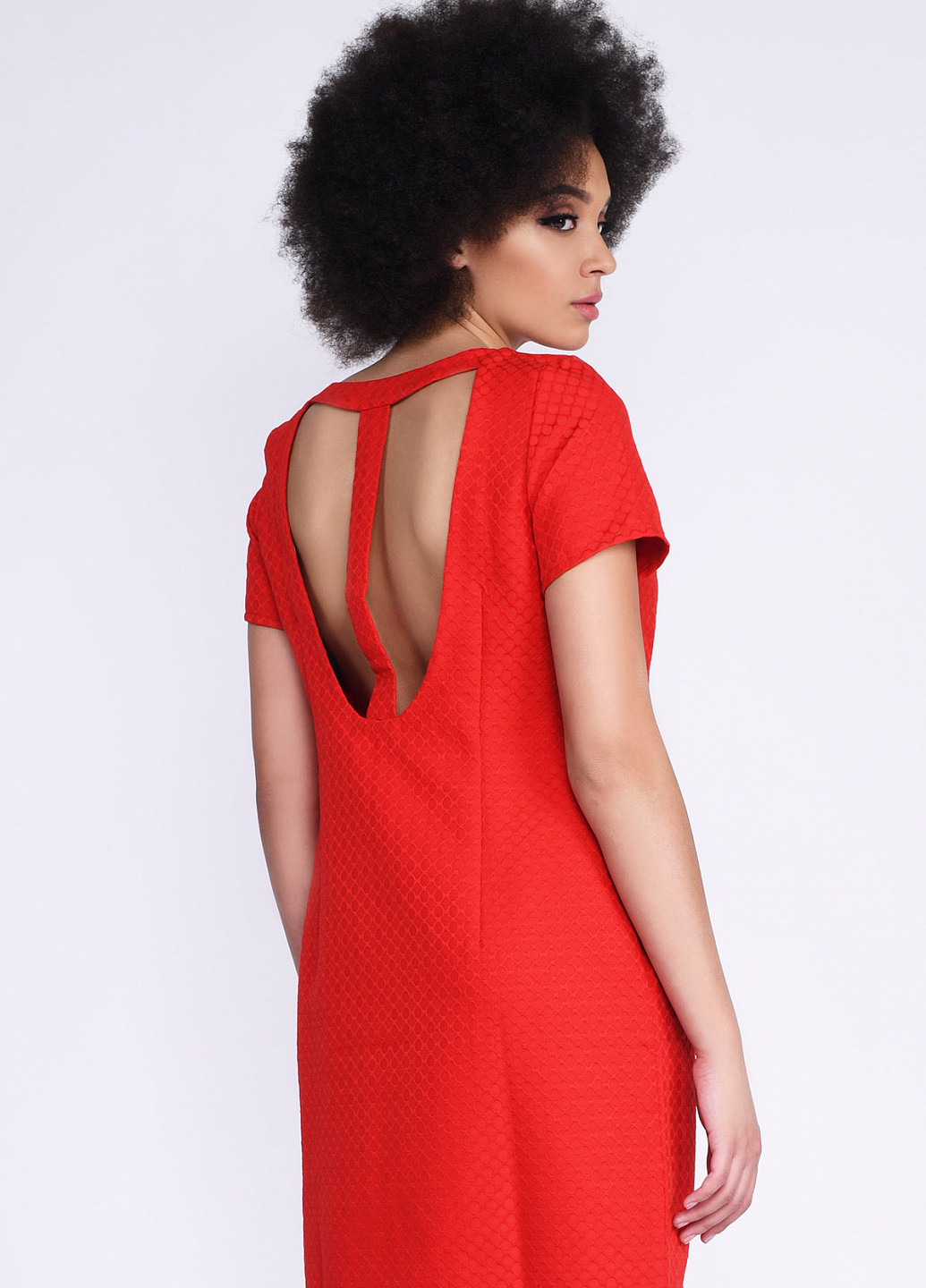 Яскраво-червона кежуал сукня з відкритою спиною Carica фактурна